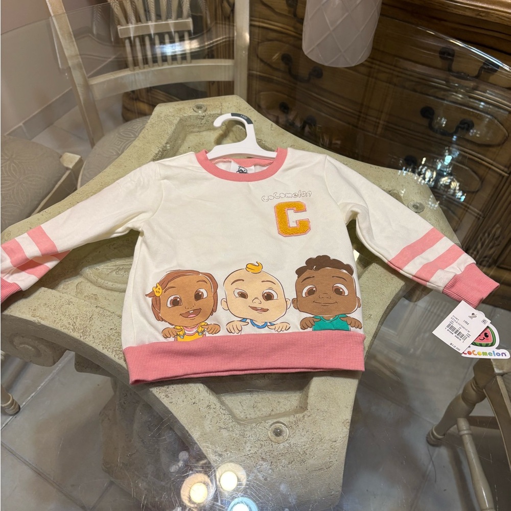 Kids' White and Pink Long Sleeve Shirt